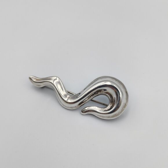 Robert Lee Morris RLM Sterling Silver 925 Modernist Swirl Squiggle Brooch Pin - Picture 3 of 11